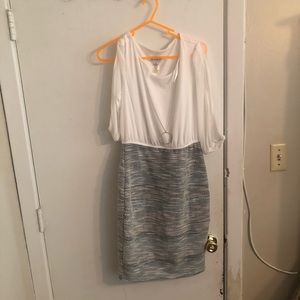 An Enfocus Studio, size 6, white and gray dress.